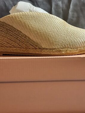 Eric Michael Cream Woven Espadrille Wedge Slip-On